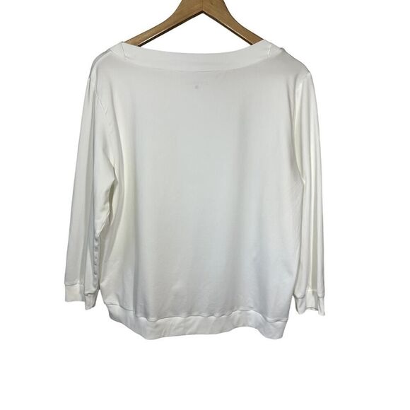 SOFIBELLA Women's Crew Neck Side Zip Long Sleeve Top White Size Large - Picture 10 of 12